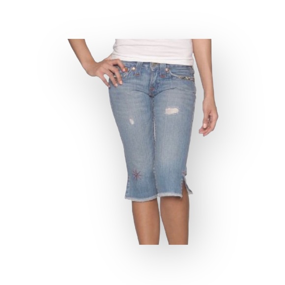 HTF: new True Religion ❉ Joey Vintage Beaded Cropped Crop Jeans ❉ Saddle Back 25 - Picture 15 of 17